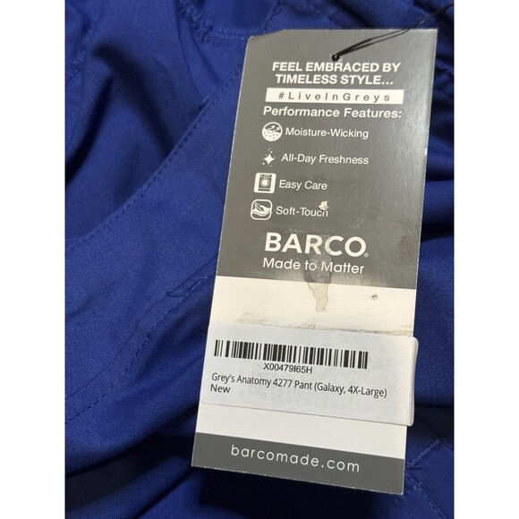 Grey’s Anatomy Mia Scrub Pants 4XL Royal Blue Womens 4277 6 Pockets Mid-Rise New - Picture 10 of 10